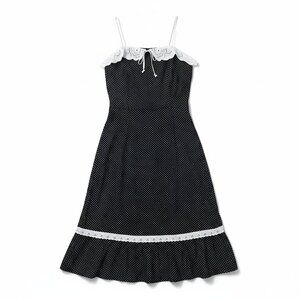 Vintage Peasant Dress Juniors 11 12 Womens Blue Polka Dot Cottagecore Eyelet 80s